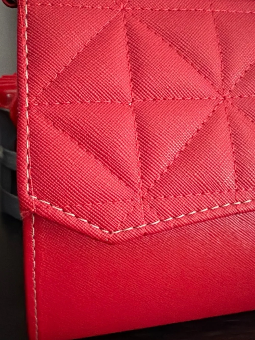 Quilted Red Crossbody Bag with Braided Handle and Tassel